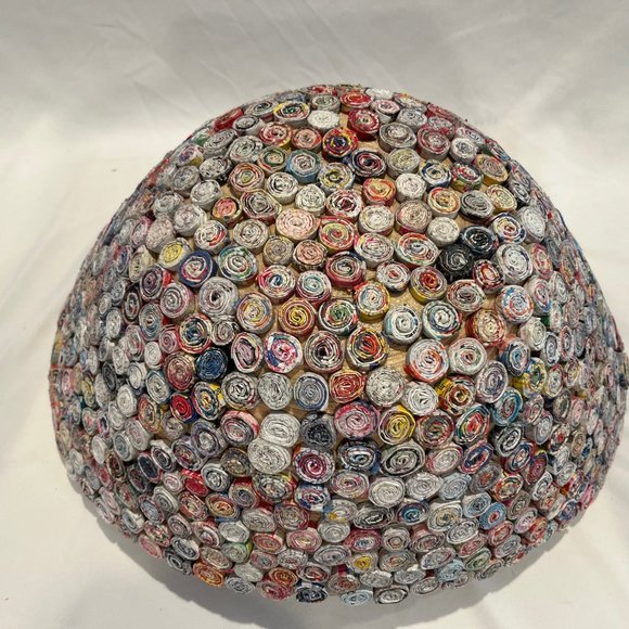 Rare Made By Humans Large 18 In Recycled Paper Spirals Bamboo Basket - Picture 5 of 10